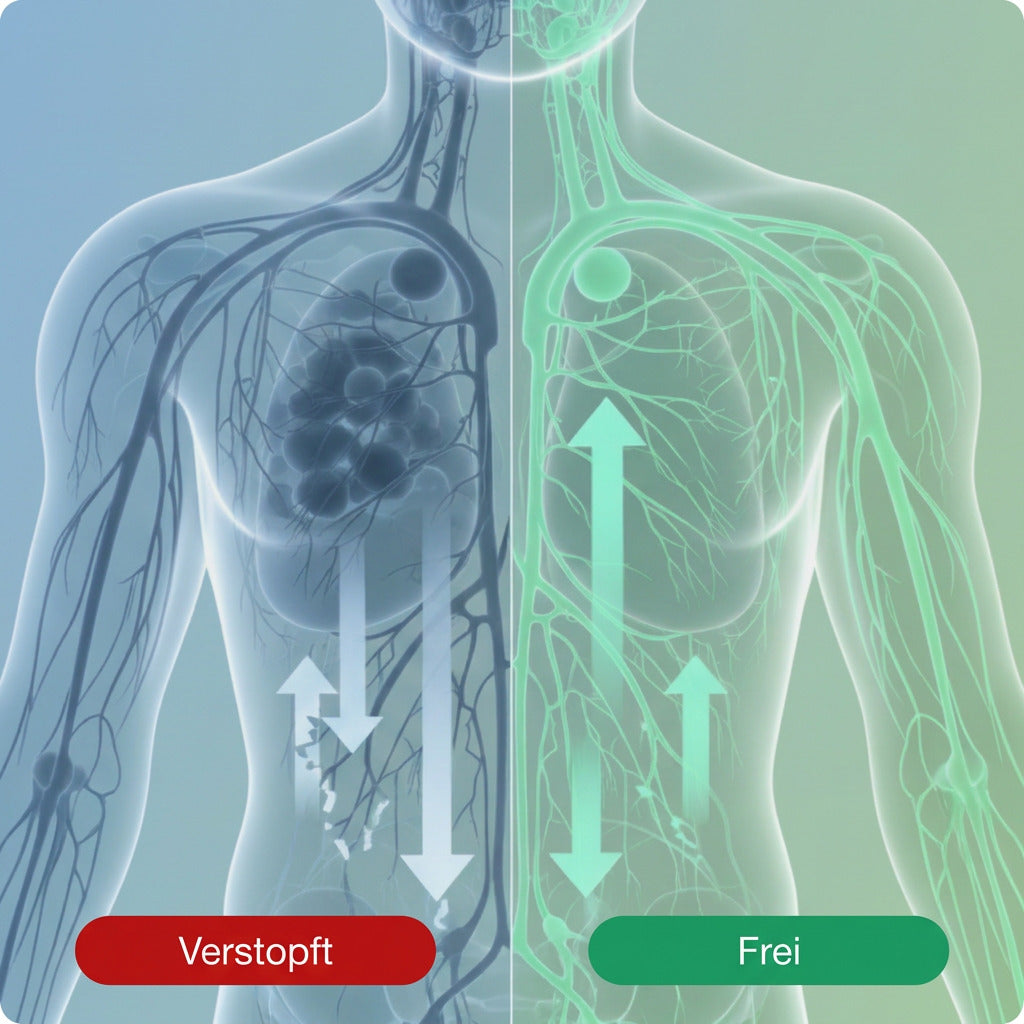Lymphsystem im Vergleich: gestaut gegenüber frei fließend